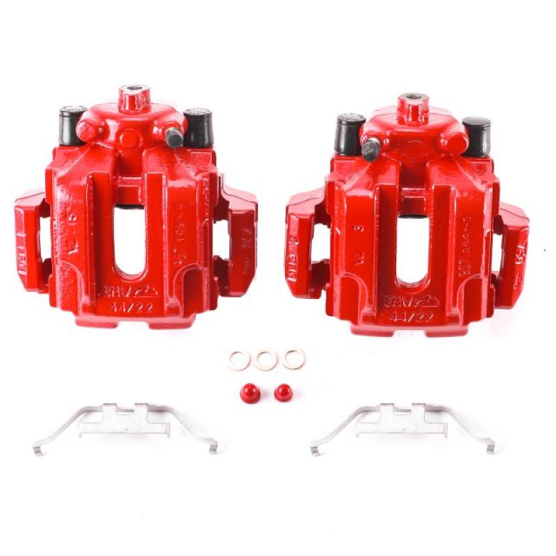 Power Stop 2006 BMW 330i Rear Red Calipers w/Brackets - Pair - S3328