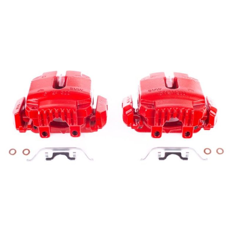Power Stop 2006 BMW 325i Front Red Calipers w/Brackets - Pair - S3242