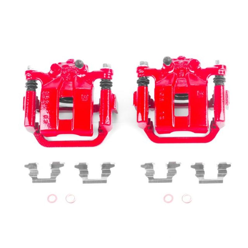 Power Stop 08-13 Nissan Rogue Rear Red Calipers w/Brackets - Pair - S3436