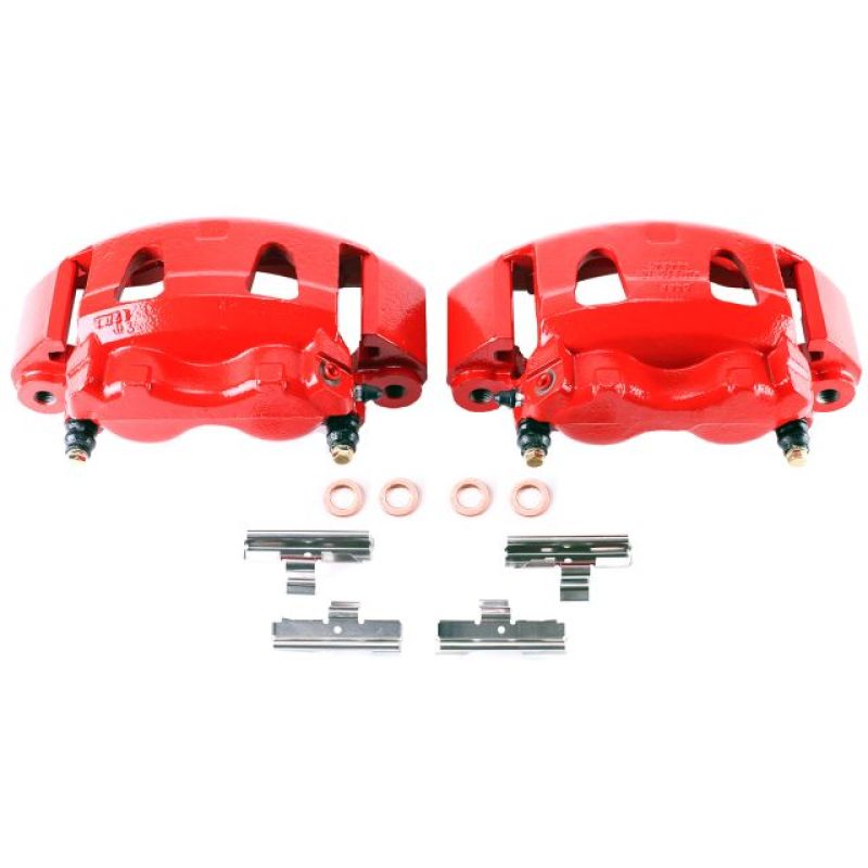 Power Stop 95-98 Ford E-350 Front Red Calipers w/Brackets - Pair - S4614