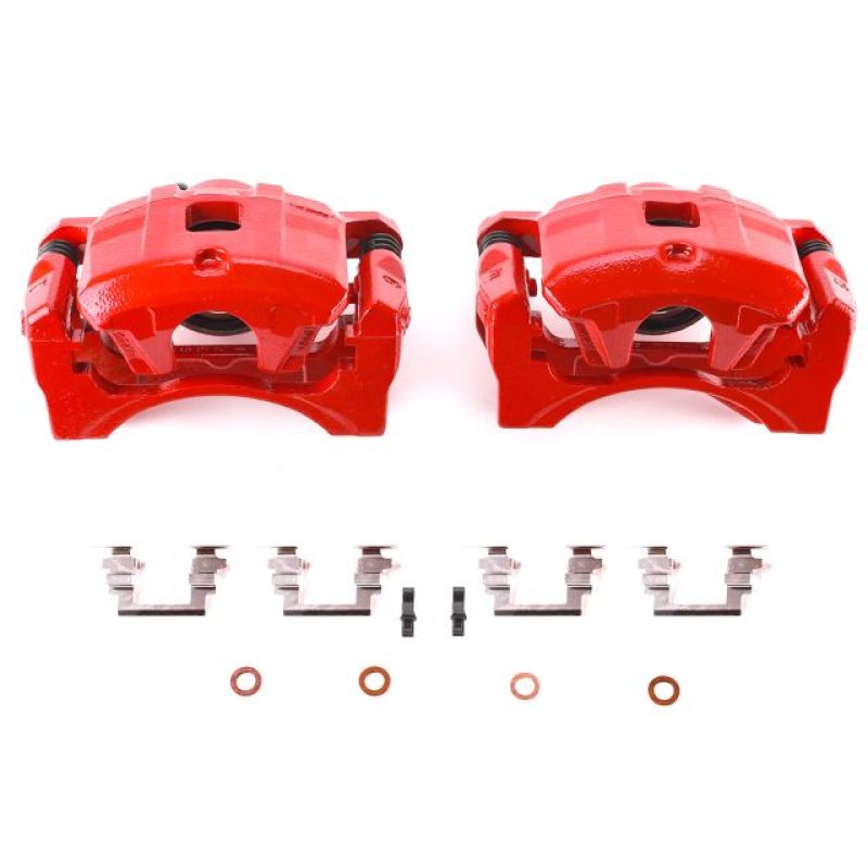 Power Stop 08-16 Mitsubishi Lancer Front Red Calipers w/Brackets - Pair - S5032B