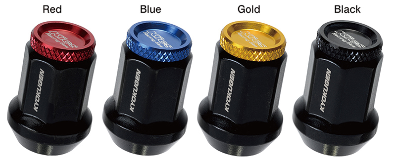 Project Kics Kyokugen Lug Nut Set (20) 12x1.50 Black Aluminum w/Blue Cap - WHP1KU