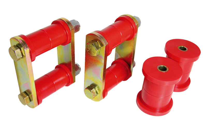 Prothane 64-73 Ford Mustang Rear Spring Bushings w/ HD Shackle Kit - Red - 6-1053