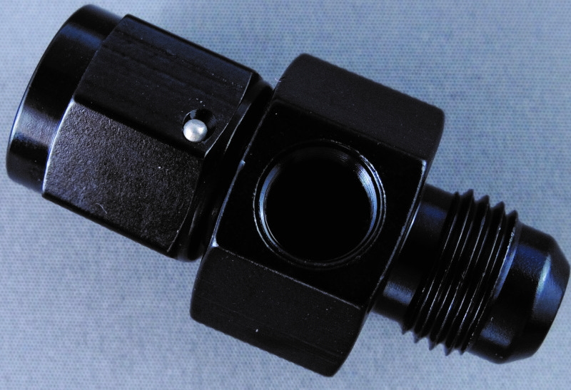 Fragola Inline Gauge Adapter -6AN Male x -6AN Fem - Black - 495005-BL