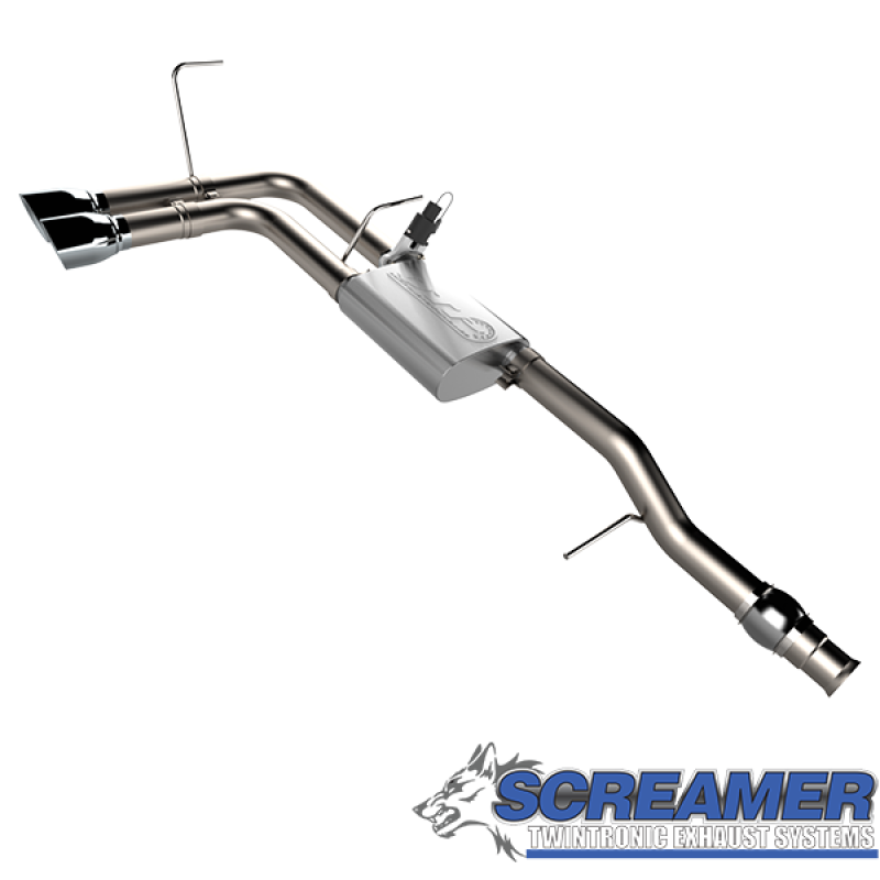 QTP 14-18 Chevy Silverado 1500 4.8L/5.3L EC/CC SB 304SS Screamer Cat-Back Side Exit w/4.5in Tips - 410014