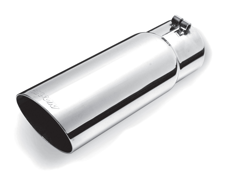 Gibson Round Single Wall Angle-Cut Tip - 4in OD/3in Inlet/12in Length - Stainless - 500379