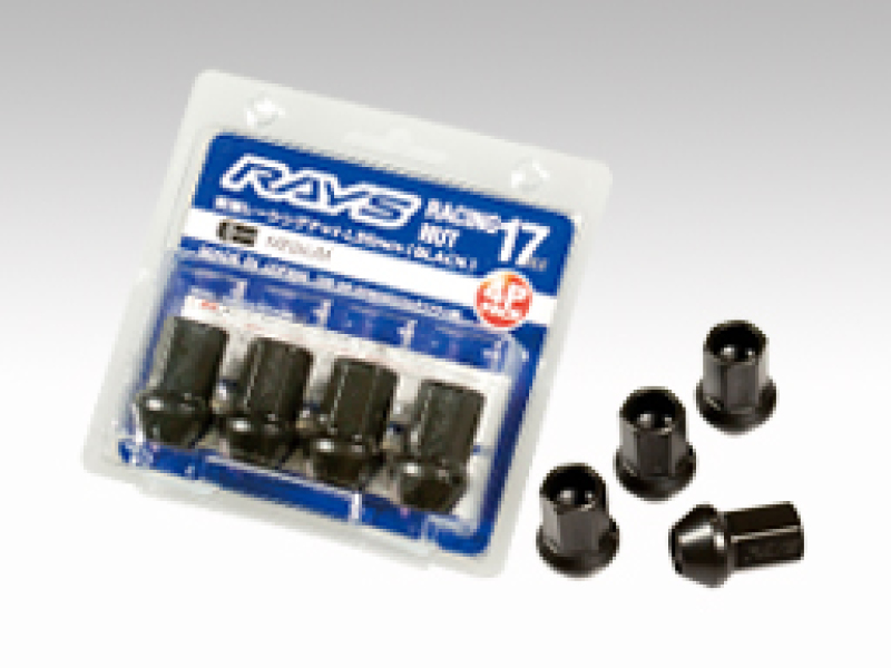 Rays 17 Hex Racing Nut Set L35 Short Type 12x1.50 - Black Chromate (4 Pieces) - W17RN12150BL354P