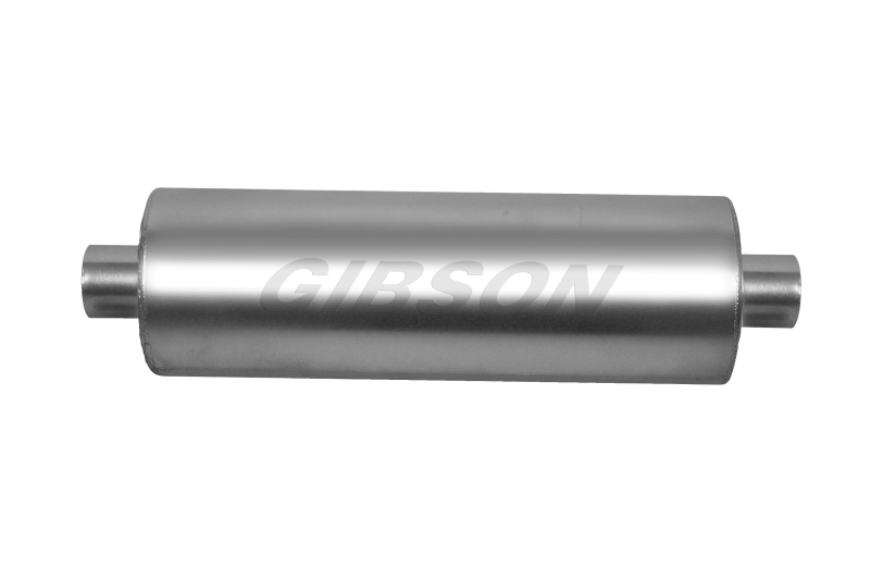 Gibson MWA Superflow Center/Center Round Muffler - 5x10in/2.5in Inlet/2.5in Outlet - Stainless - BM0113