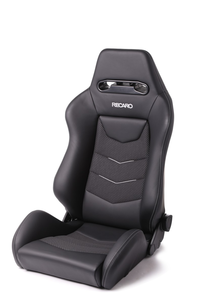 Recaro Speed V Driver Seat - Black Leather/Cloud Grey Suede Accent - 7227110.1.3171