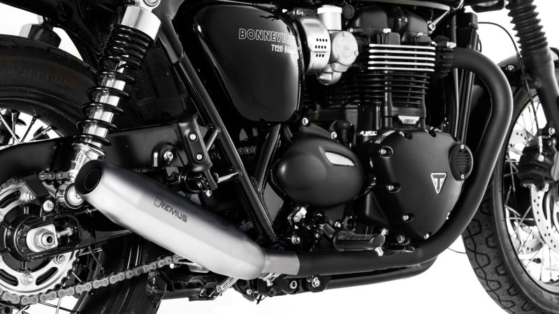 Remus 2016 Triumph Bonneville T120/T120 Black (Euro 4) Tapered Chrome Slip On - Right Side - 7102 918018R