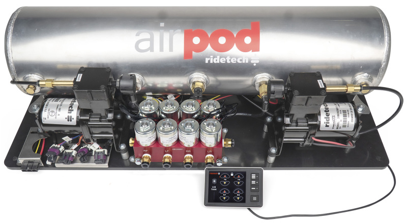 Ridetech RidePro E5 Air Ride Control System 5Gal Dual Compressor AirPod Hi-Flow Big Red 3/8in Valves - 30514700