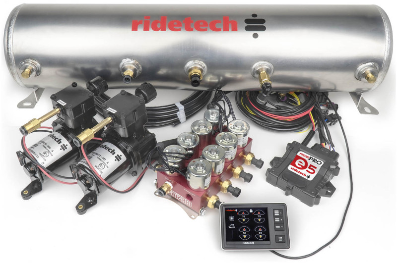 Ridetech RidePro E5 Air Ride Control System 5 Gal Dual Compressor High Flow Big Red 3/8in Valves - 30534700