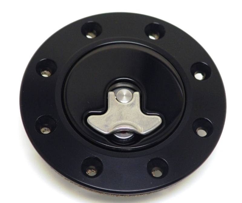 Ridetech 66-67 Chevy Nova Locking Gas Cap (Black Anodized) - 81000040