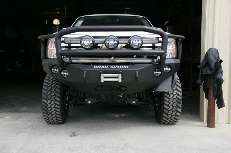 Road Armor 11-14 Chevy 2500 Stealth Front Winch Bumper w/Lonestar Guard - Tex Blk - 38205B