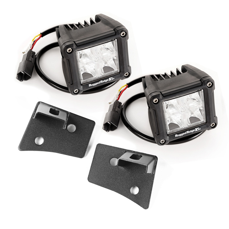 Rugged Ridge 07-18 Jeep Wrangler JK Dual Cube Windshield LED Kit w/ Brackets - 11027.20