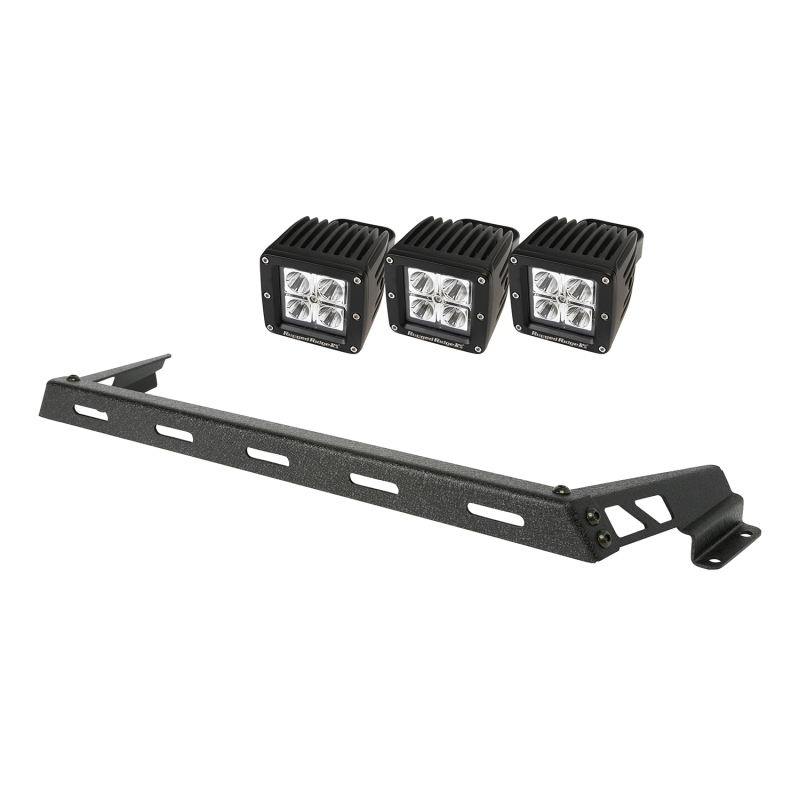 Rugged Ridge 07-18 Jeep Wrangler JK Black 3 Sqaure LED Hood Mounted Light Bar Kit - 11232.11