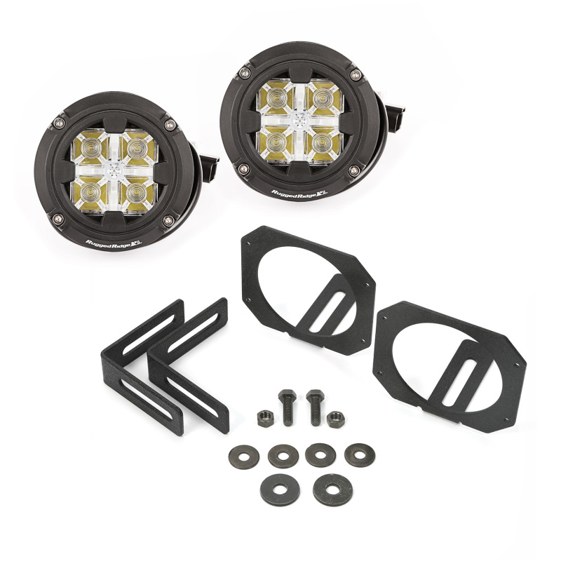 Rugged Ridge 07-18 Jeep Wrangler JK Dual Beam Circular LED Light Kit - 11232.17