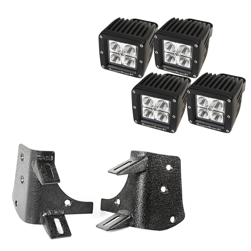 Rugged Ridge 97-06 Jeep Wrangler TJ/LJ 3in Square Dual A-Pillar LED Kit - 11232.38