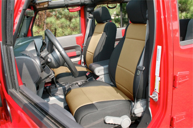 Rugged Ridge Seat Cover Kit Black/Tan 11-18 Jeep Wrangler JK 2dr - 13296.04