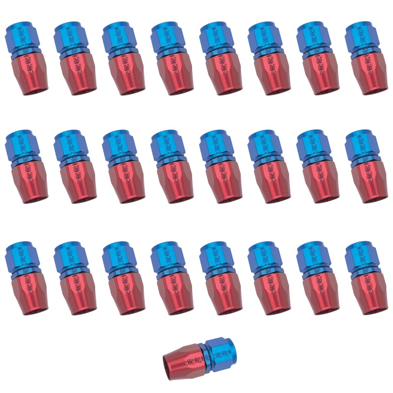 Russell Performance -6 AN Red/Blue Straight Full Flow Hose End (25 pcs.) - 610028