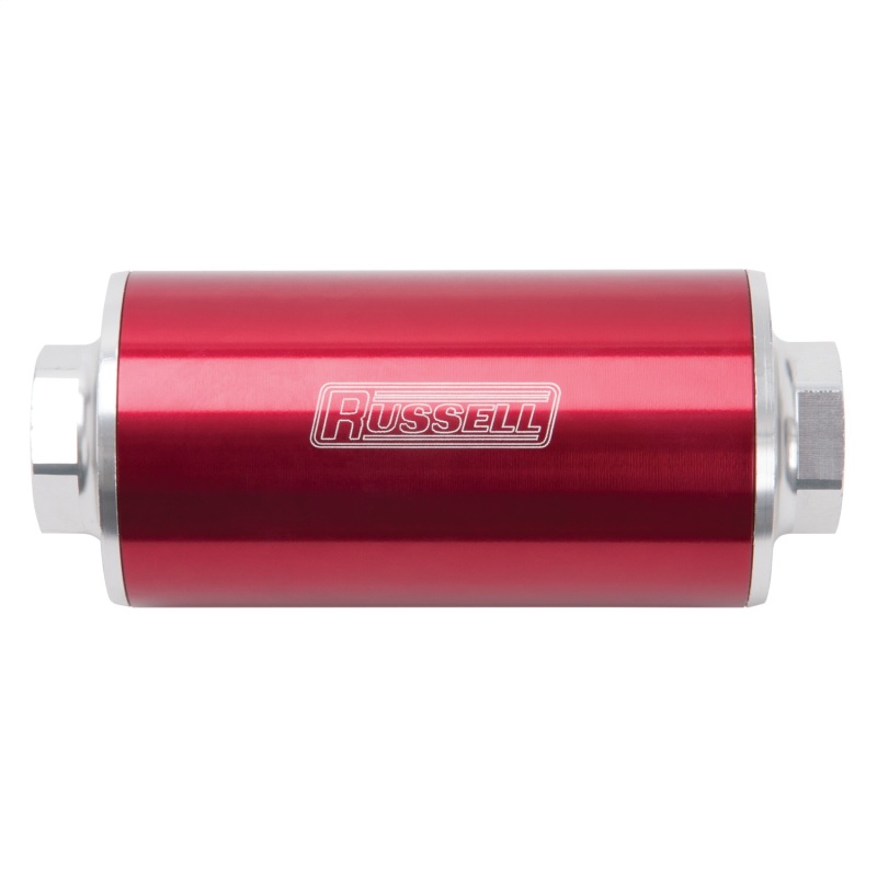 Russell Performance Profilter Fuel Filter 6in Long 10 Micron -10AN Inlet -10AN Outlet - Red - 649251