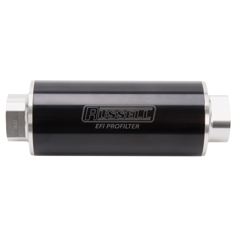Russell Performance Profilter Fuel Filter 6in Long 60 Micron -10AN Inlet -10AN Outlet - Black - 649260