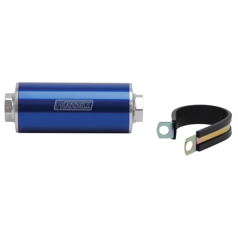 Russell Performance Profilter Fuel Filter 6in Long 10 Micron -10AN Inlet -10AN Outlet - Blue - 649252