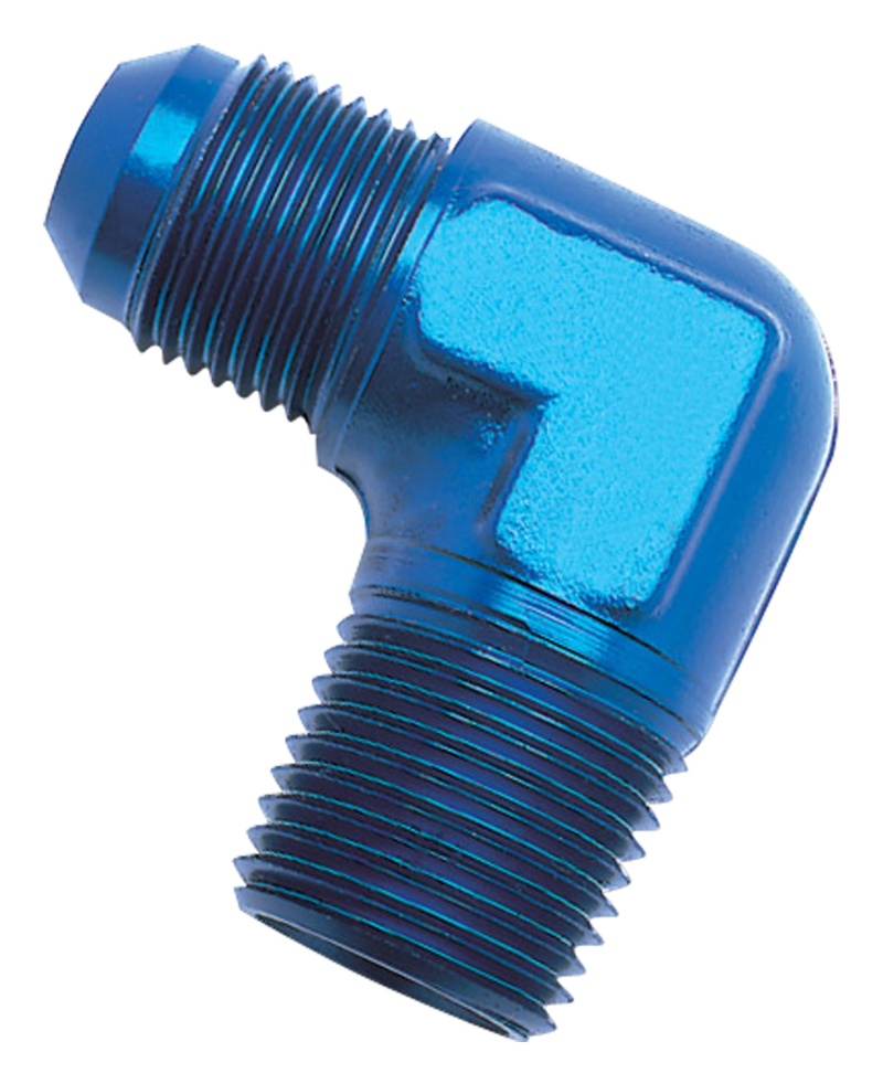 Russell Performance -12 AN to 1/2in NPT 90 Degree Flare to Pipe Adapter (Blue) - 660900