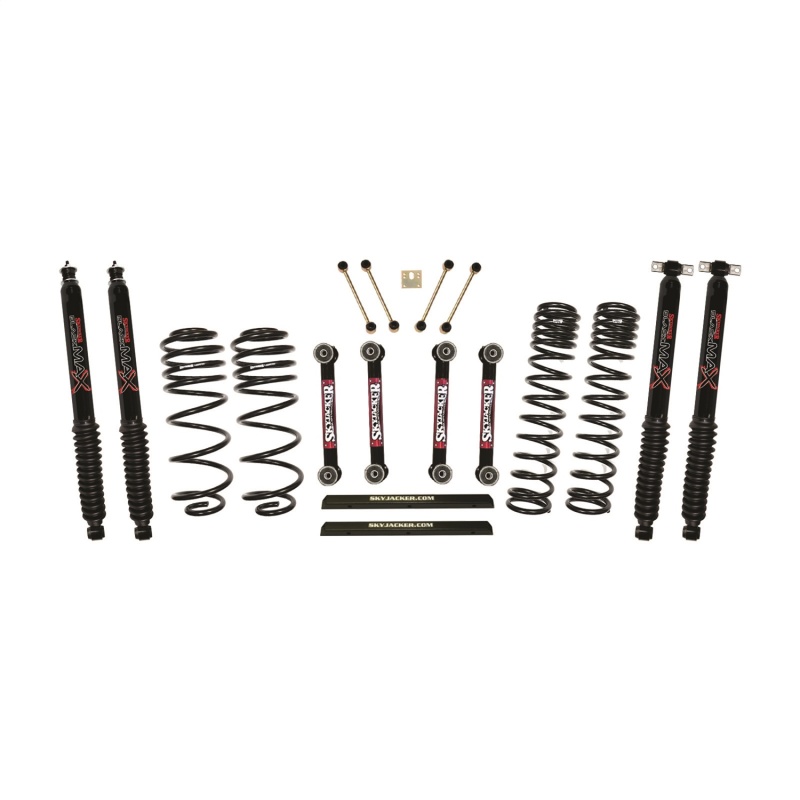 Skyjacker 03-06 Jeep TJ 4in D-Rate Long Travel Kit w/ OE FR/RR Lower Links/Black Max Shocks - TJ403BPBLT