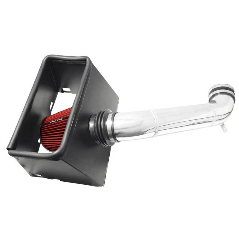Spectre 03-08 Dodge RAM 1500/2500 V8-4.7/5.7L F/I Air Intake Kit - Clear Anodized w/Red Filter - 9932