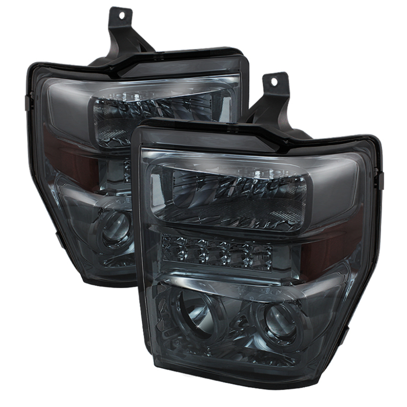 Xtune Ford F250/350/450 Super Duty 08-10 Projector Headlights LED Halo Smoke PRO-JH-FS08-LED-SM - 5076281