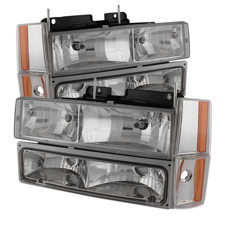 Xtune GMC Yukon 92-93 Crystal Headlights w/ Corner & Bumper Chrome HD-JH-GMCCK88-AM-C-SET - 5077424