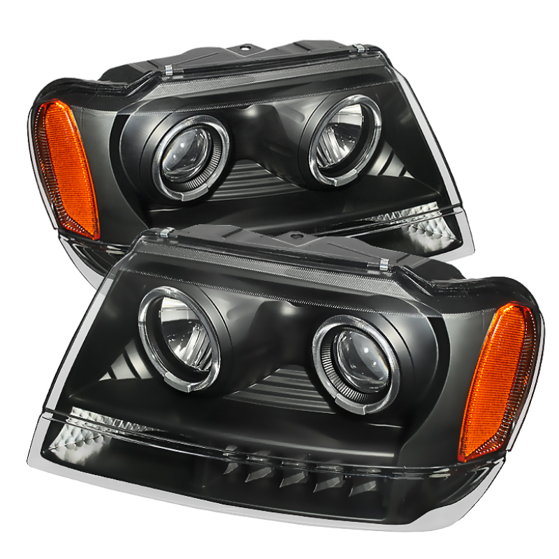 Xtune Jeep Grand Cherokee 99-04 Projector Headlights LED Halo Black PRO-JH-JGC99-LED-BK - 5077028