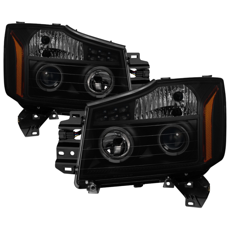 xTune Nissan Titan 04-15 Projector Headlights - LED Halo - Black Smoked PRO-JH-NTI04-LED-BSM - 5082282