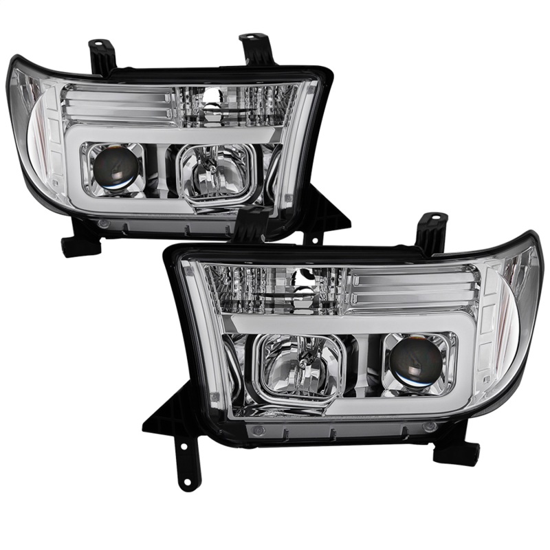 Spyder 07-13 Toyota Tundra V2 Light Bar DRL Projector Headlights - Chrome (PRO-YD-TTU07V2-LB-C) - 5084651