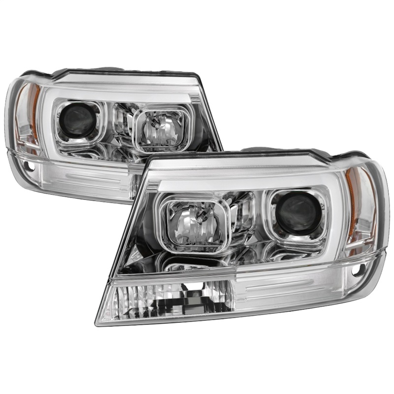 Spyder 99-04 Jeep Grand Cherokee Projector Headlights - Light Bar DRL LED - Chrome - 5085214