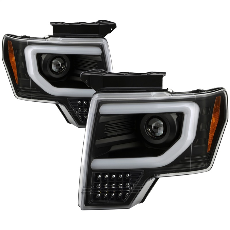 Spyder Ford F150 09-14 Halogen Light Bar Projector Headlights Black PRO-YD-FF15009PL-SEQ-BK - 5087560