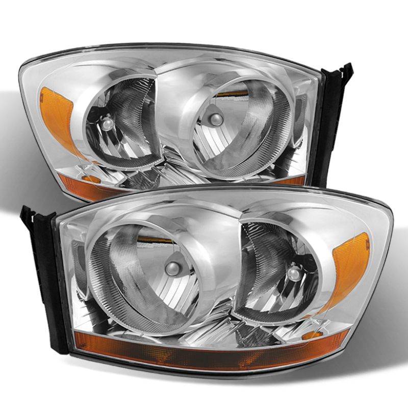 Xtune Dodge Ram 06-08 w/ Chrome Bezel & Amber Bar Headlights Chrome HD-JH-DRAM06-AM-C - 9026089