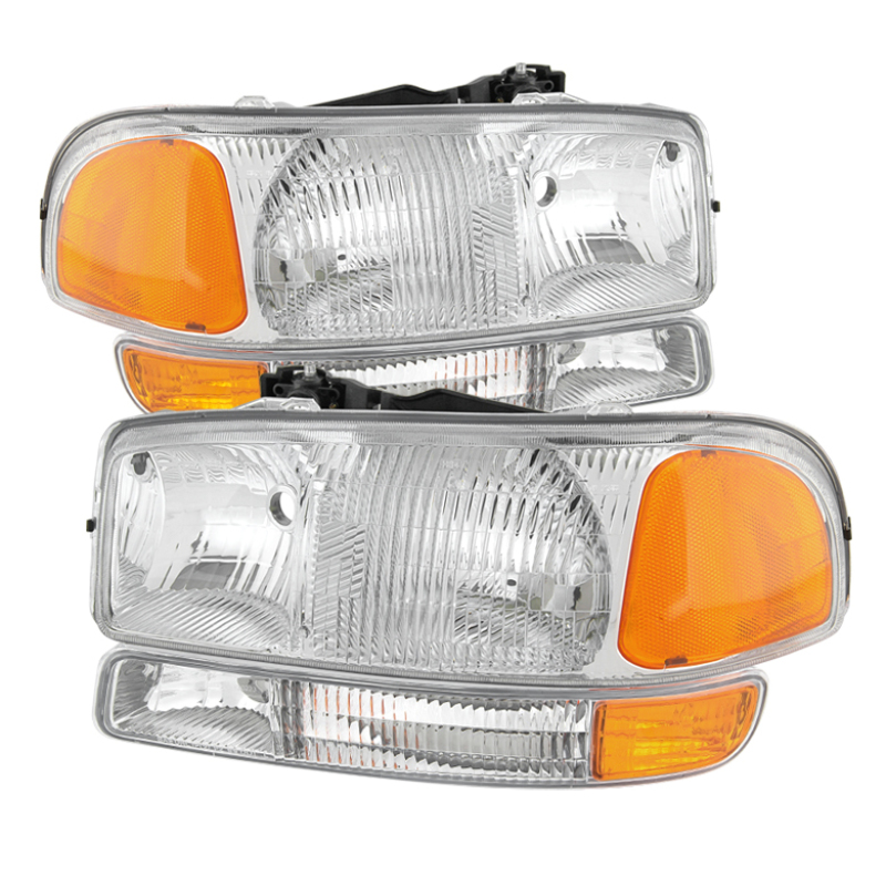 Xtune GMC Sierra 99-06 Headlights & Amber Bumper Lights Chrome HD-JH-GS99-SET-OEAM-C - 9027345
