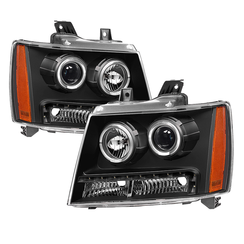 Xtune Chevy Suburban 1500/2500 07-14 Halo Projector w/LED Headlights Black PRO-JH-CSUB07-LED-BK - 9030291