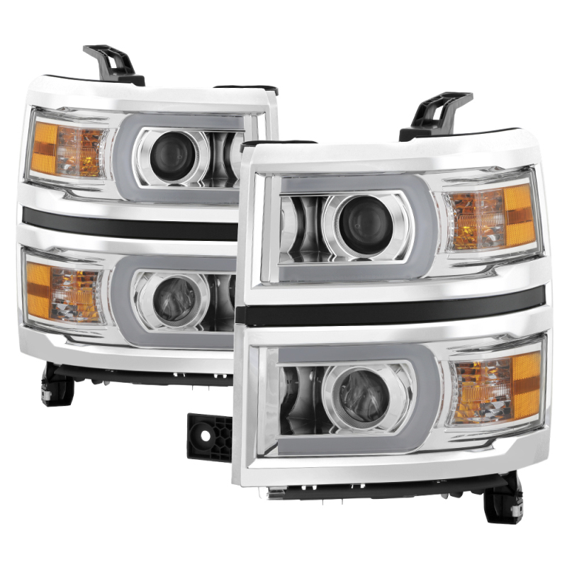 Xtune Chevy Silverado 1500 14-15 Projector Headlights Light Bar Drl Chrome PRO-JH-CS14-LBDRL-C - 9034985