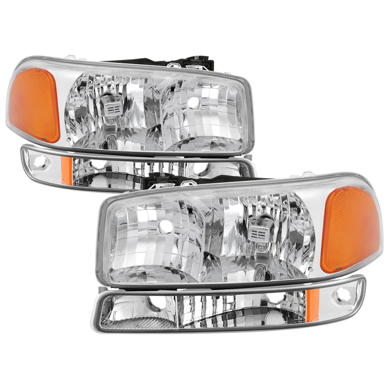 xTune GMC Sierra 99-06 /Yukon 00-06 Crystal Headlights & Bumper Lights - Chrome HD-JH-GS99-AM-SET-C - 9037481