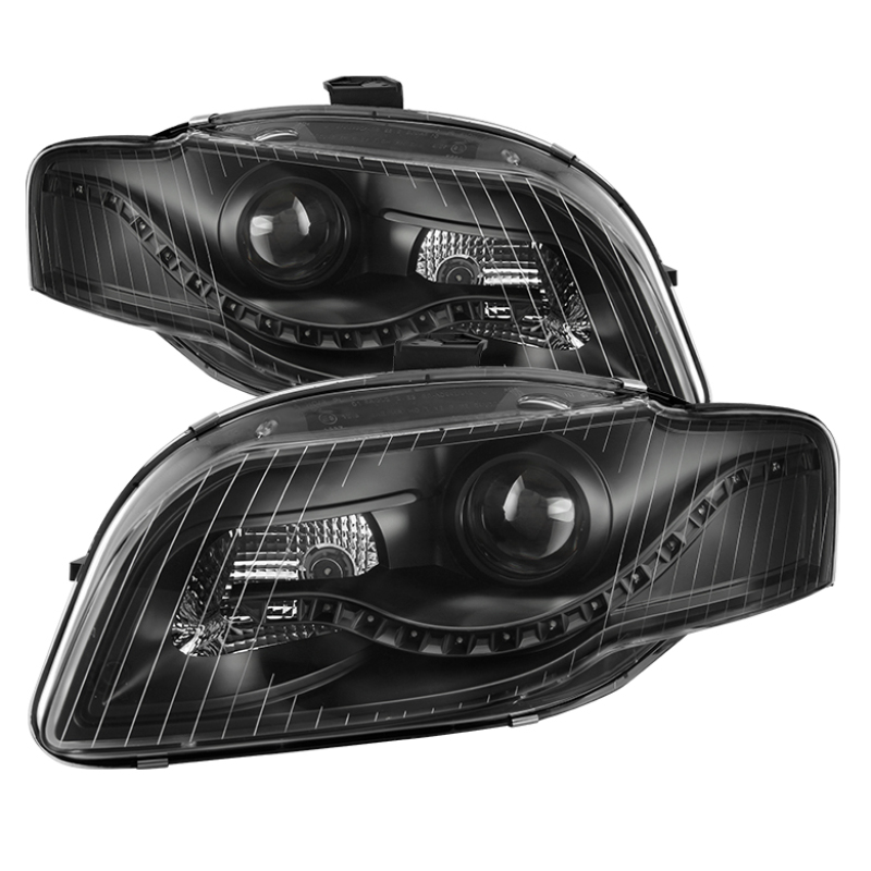 xTune Audi A4 06-08 Projector Headlights - Halogen Model Only - DRL LED - Black PRO-JH-AA406-DRL-BK - 9036071