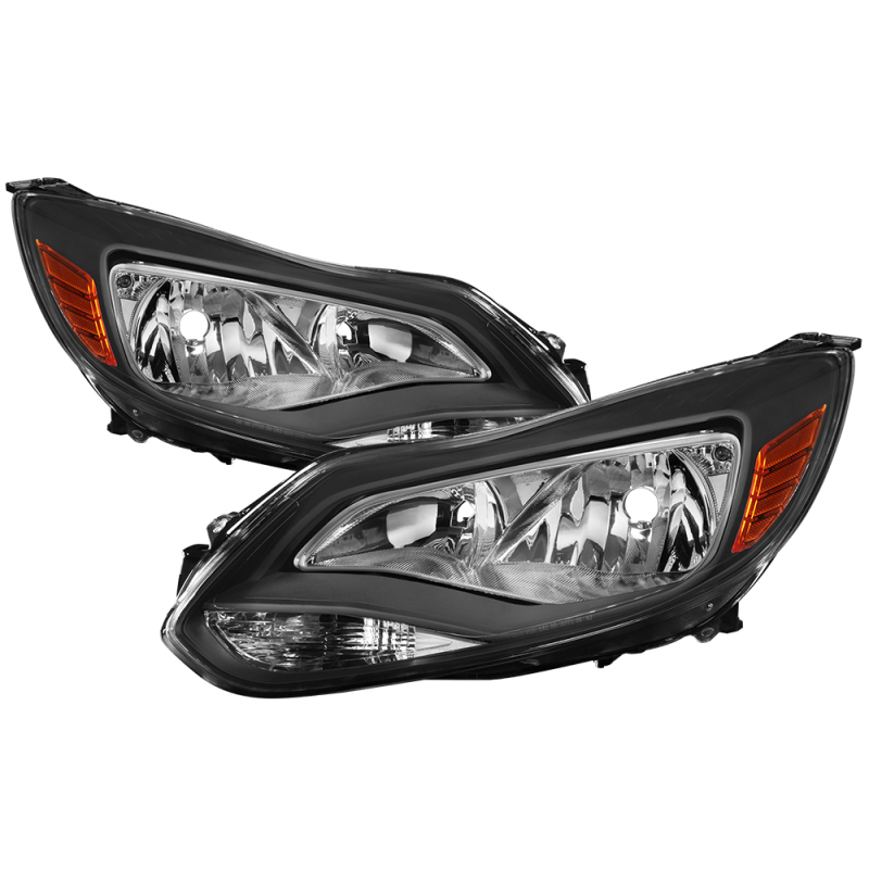 xTune Ford Focus 2012-2014 Halogen Only OEM Style Headlights - Black HD-JH-FFOC12-AM-BK - 9037337