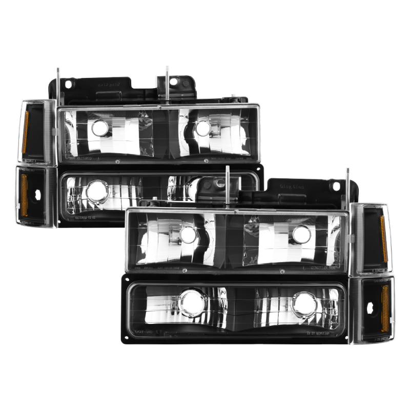 xTune GMC C/K Series 94-98 Headlights w/ Corner and Parking Lights - Black HD-JH-GCK94-BK-SET - 9037405