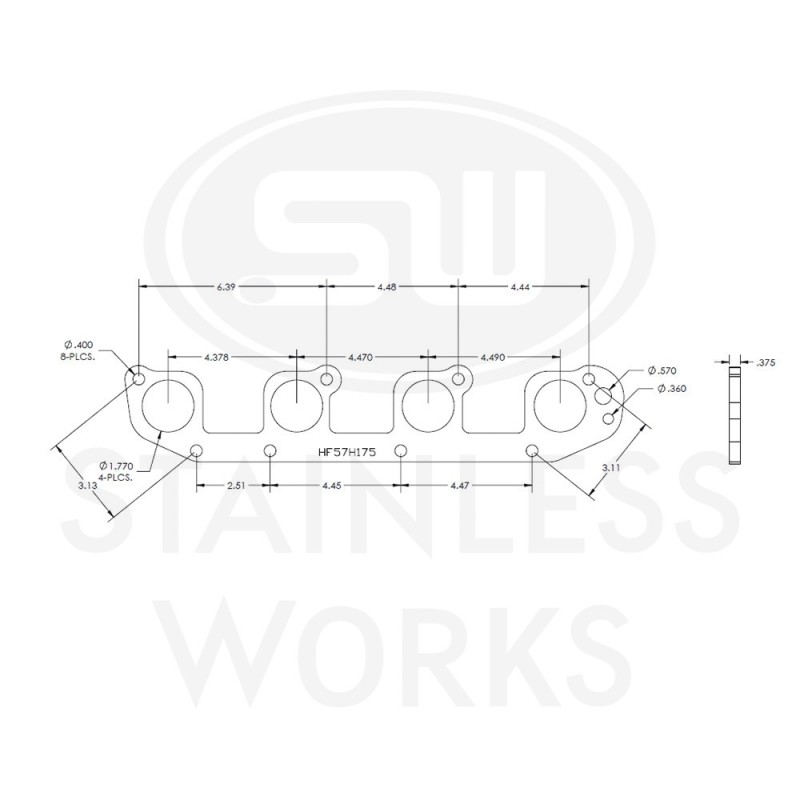 Stainless Works Hemi 5.7L Round Port Header 304SS Exhaust Flanges 1-3/4in Primaries - HF57H175