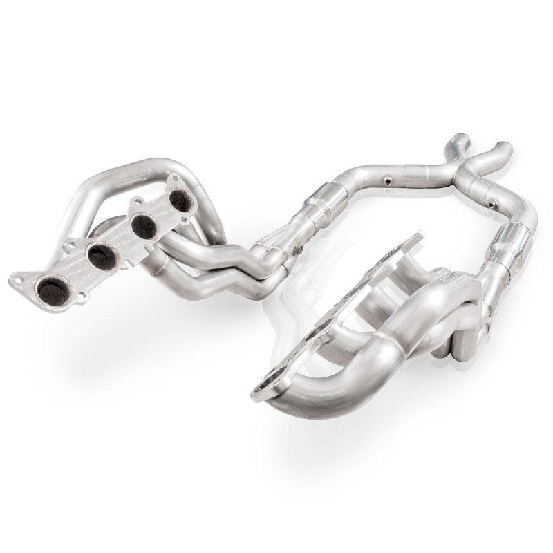 Stainless Power 2011-14 Mustang GT Headers 1-7/8in Primaries High-Flow Cats 3in X-Pipe - SM12HCATX