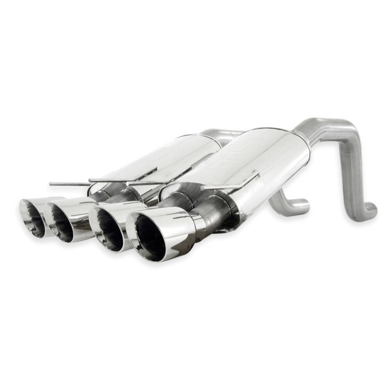 Stainless Works 2006-13 Corvette C6ZO6/ZR1 3in Axleback Chambered Mufflers Quad 4in Rolled Edge Tips - ZO6CBCQUAD