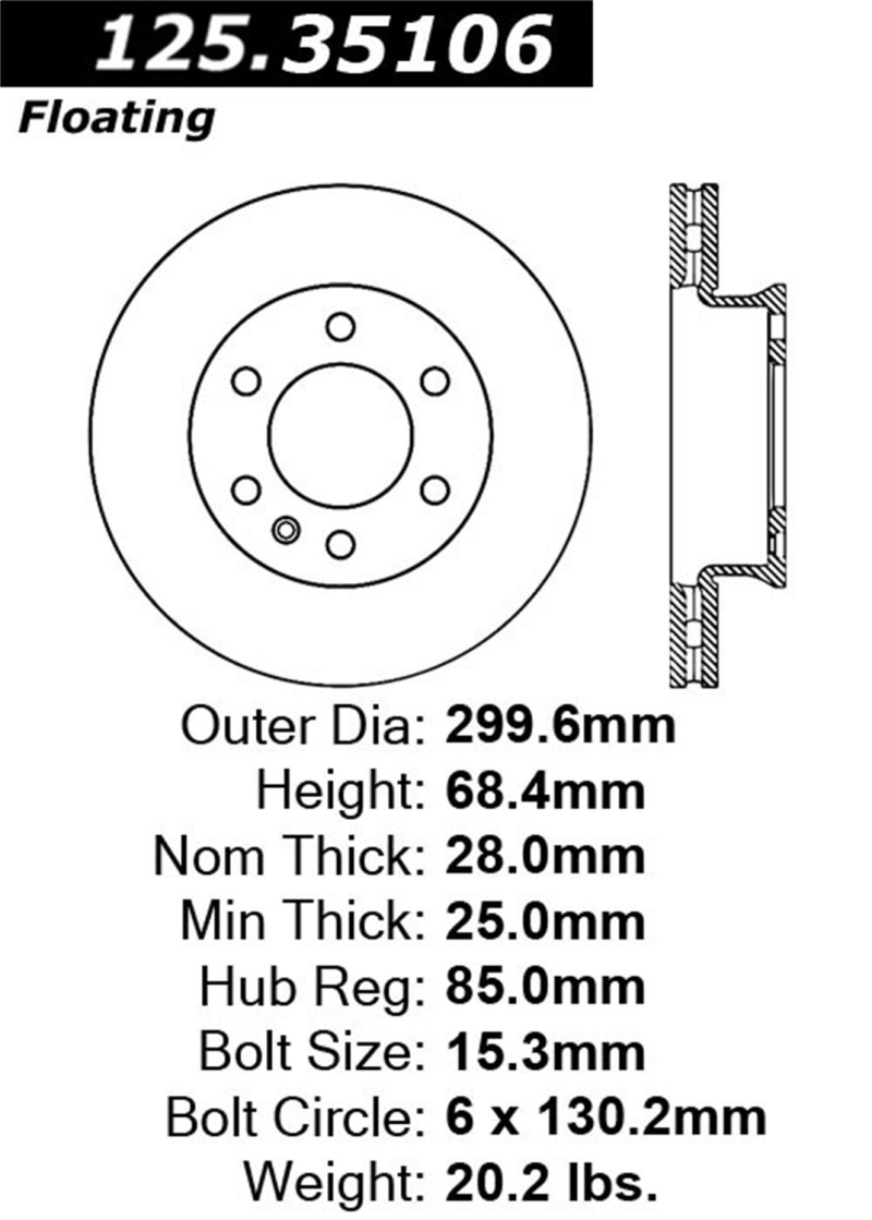 Stoptech 07-09 Dodge Sprinter Front Premium High Carbon Cryo Brake Rotor - 125.35106CRY