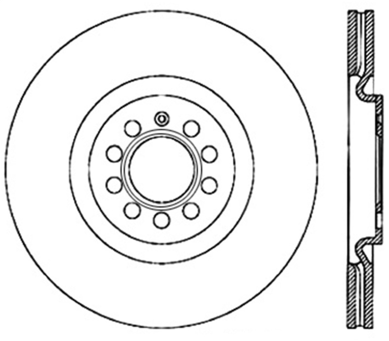 StopTech 08-12 Audi S3 SportStop Cryo Slotted & Drilled Front Left Rotor - 127.33112CL